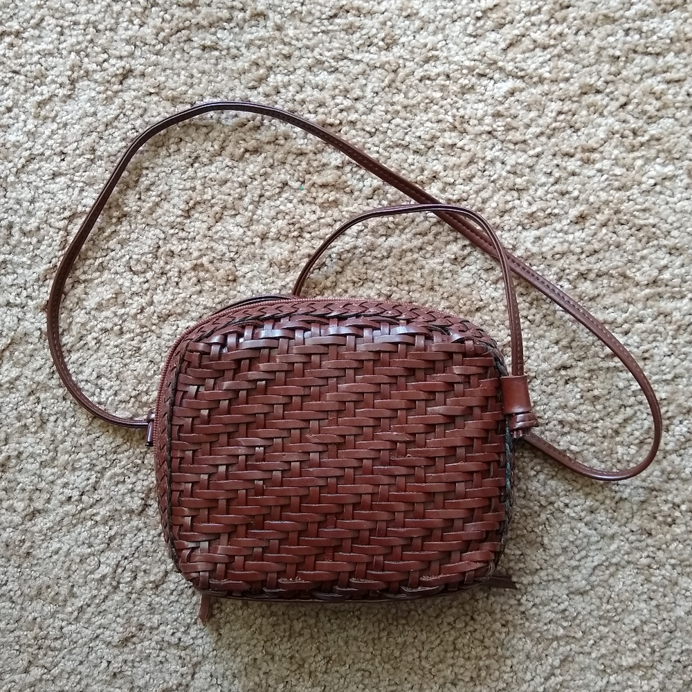 LJS Collection Leather Woven Crossbody